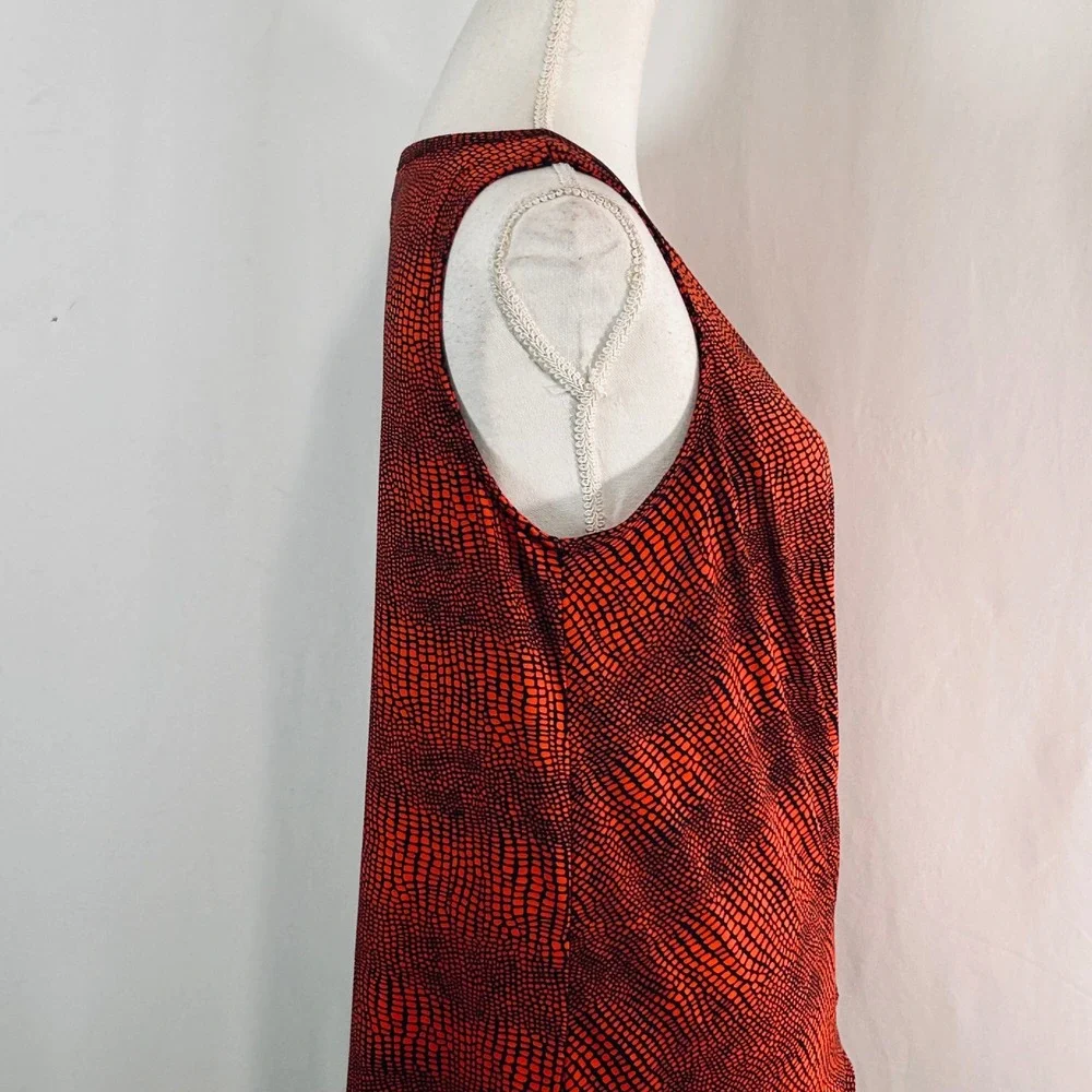 Michael Kors Womens Red‎ Black Snakeskin Print Side Tie Ring Tunic Top Medium